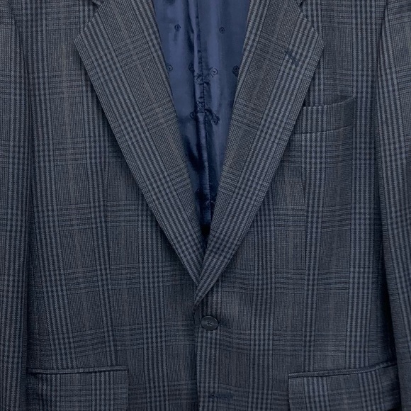 Irish 100% Wool Sports Coat 38R Blue Glen Plaid Pattern Club Le Tricot Marine - Picture 12 of 12